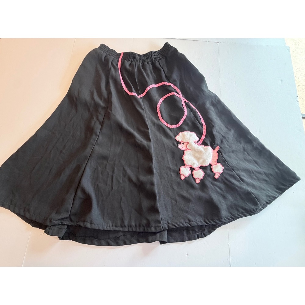 Alexander Campbell Black Poodle Skirt 50s Retro Costume Pink White Applique Sz 4